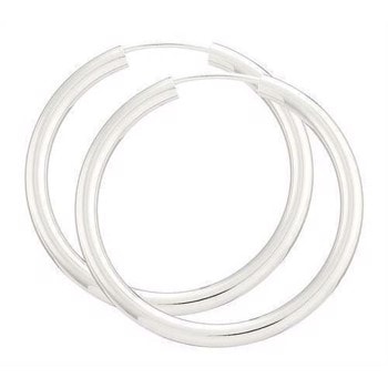 BNH Dame blanke 925 sterling sølv Øre creoler, Ø 30 mm x 2,5 mm
